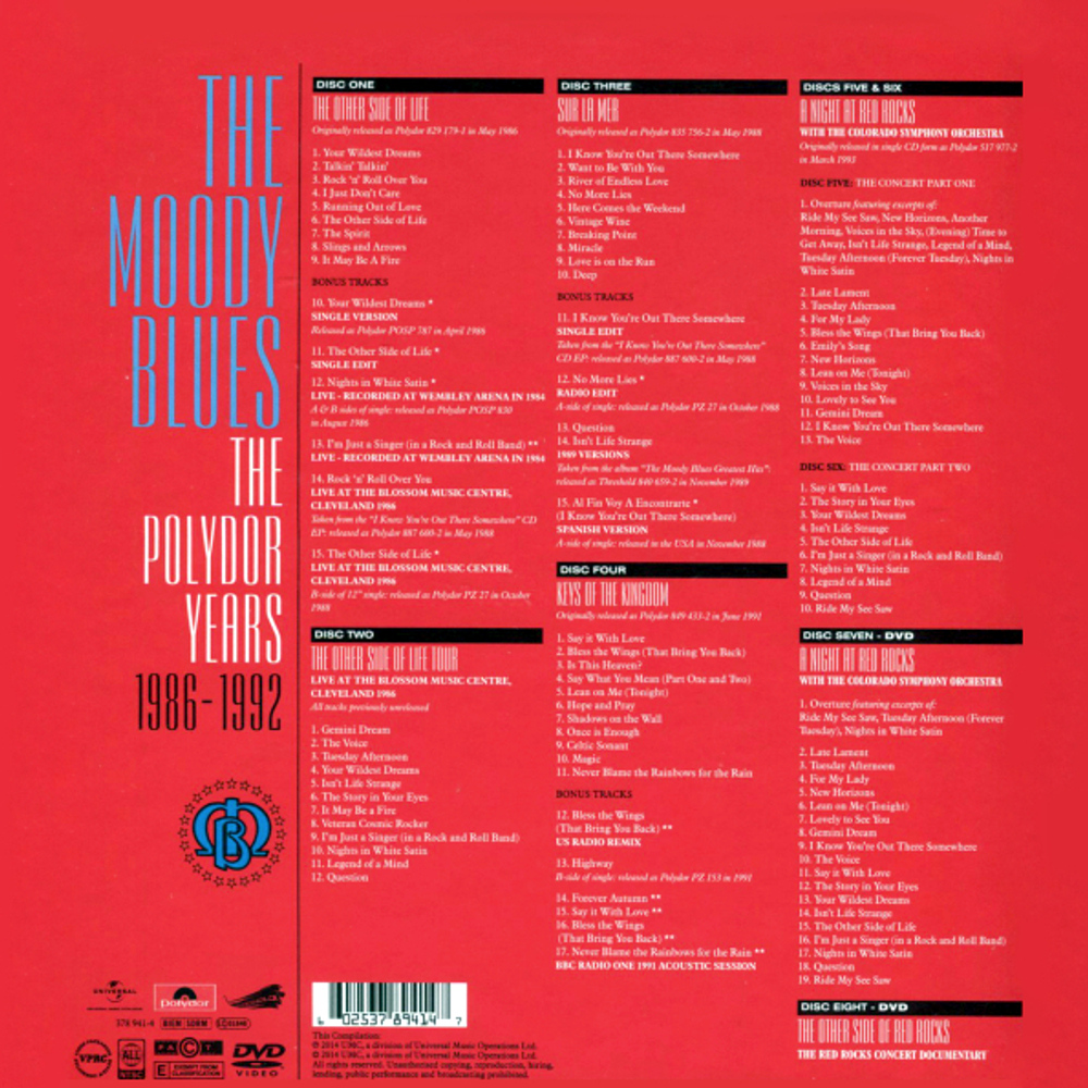 The Moody Blues / The Polydor Years 1986-1992 (6CD+2DVD+7" Vinyl Single)