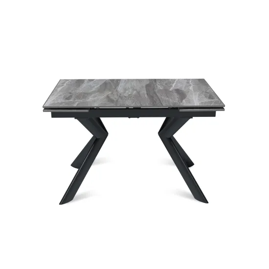 Стол "БРИДЖ" 120-180, керамика Itallian Light Grey глянц., опоры черный муар