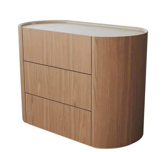 Комод Lagom 3 ящика ширина 100 см (натуральный дуб, молочный)