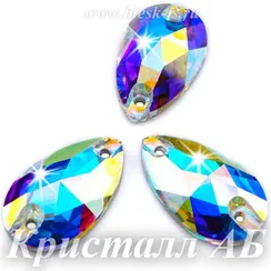 Пришивная капля Dongzhou с 2 отверстиями, Кристалл АБ