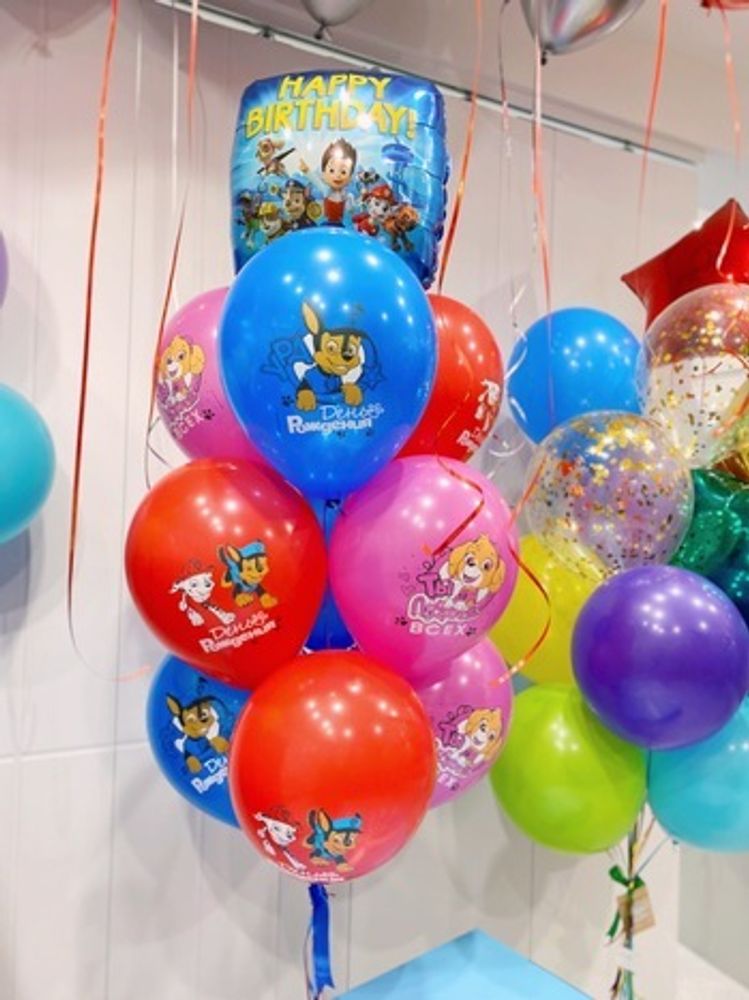 воздушные шарики щенячий патруль с днем рождения 501207-25