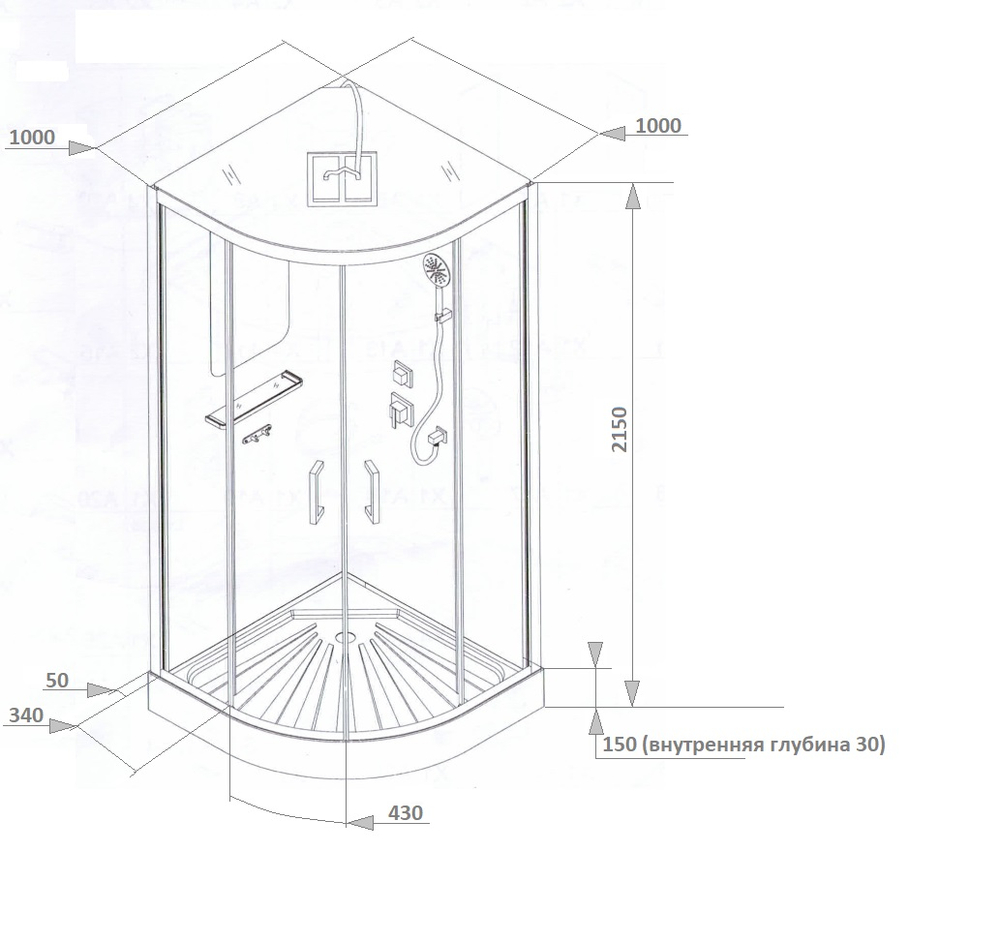 Душевая кабина Ceruttispa (ЧеруттиСпа) VIVA 101B, с низким поддоном, 100x100x215