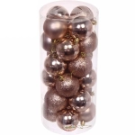 Новогодние шары 6 см (набор 24 шт) «Микс фактур», шампань