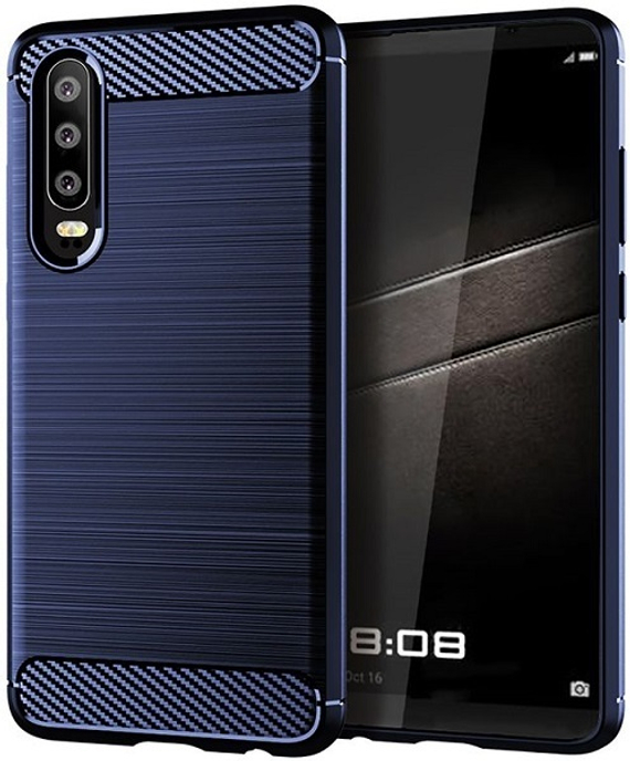 Чехол для Huawei P30 цвет Blue (синий), серия Carbon от Caseport
