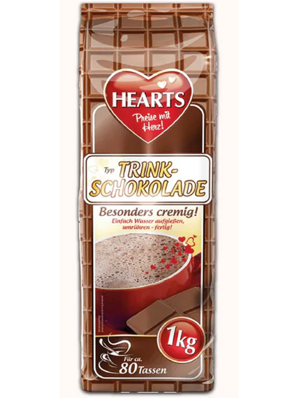 Растворимый напиток HEARTS Trinkschokolade - шоколад, 1 кг, 80 порций