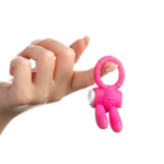 Розовое эрекционное кольцо "Зайчик" с вибрацией