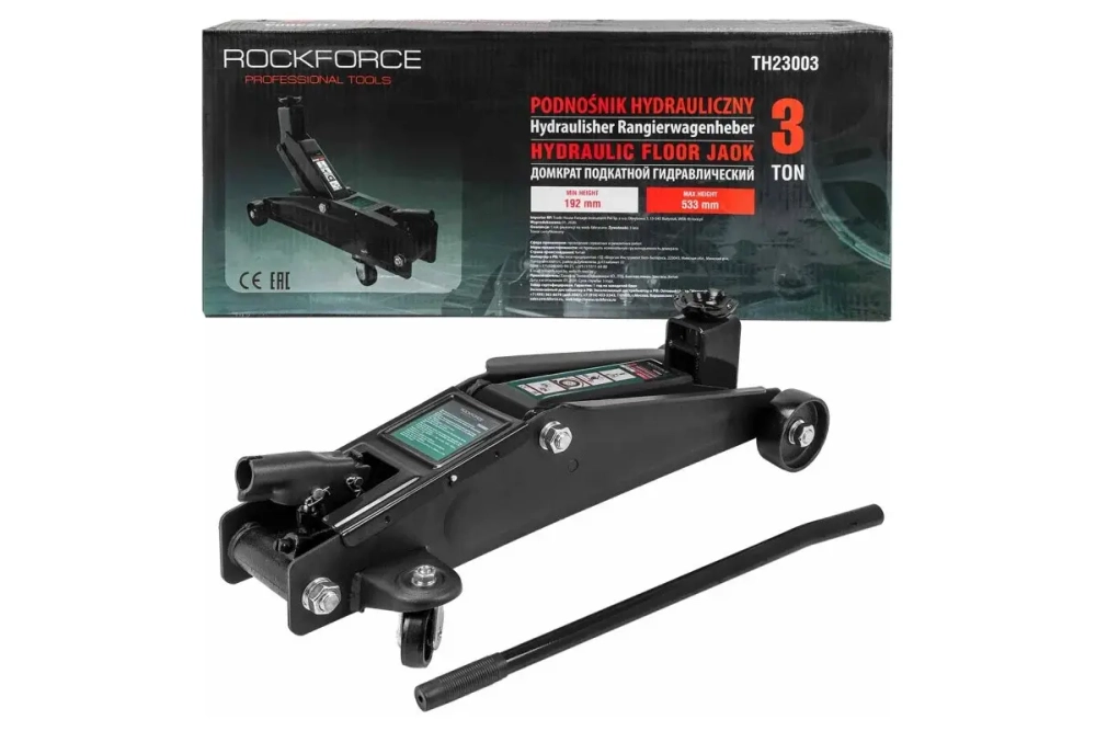 Домкрат гидравлическийRF-TH23003 подкатной 3т (h min 192мм, h max 533мм) ROCKFORCE
