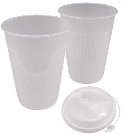 Стаканы пластиковые для гор напитков "Зимний" прозрачные ПП D=90мм 350мл (10/200шт)