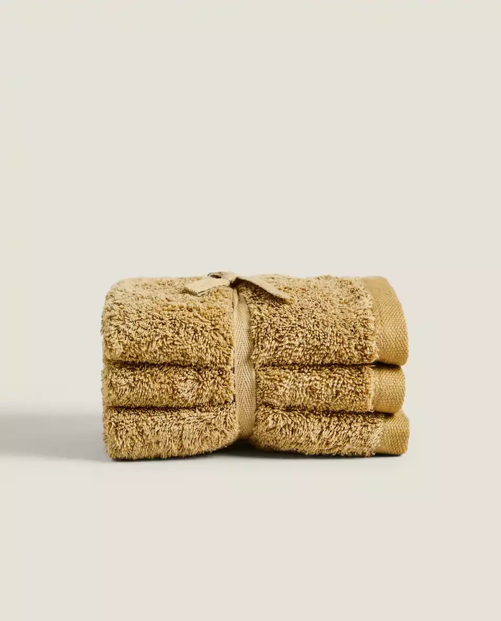 ZARA HOME (НАБОР ИЗ 3 ШТ.) ПОЛОТЕНЦЕ ИЗ ВЫСОКОКАЧЕСТВЕННОГО ХЛОПКА, ОЛИВКОВЫЙ