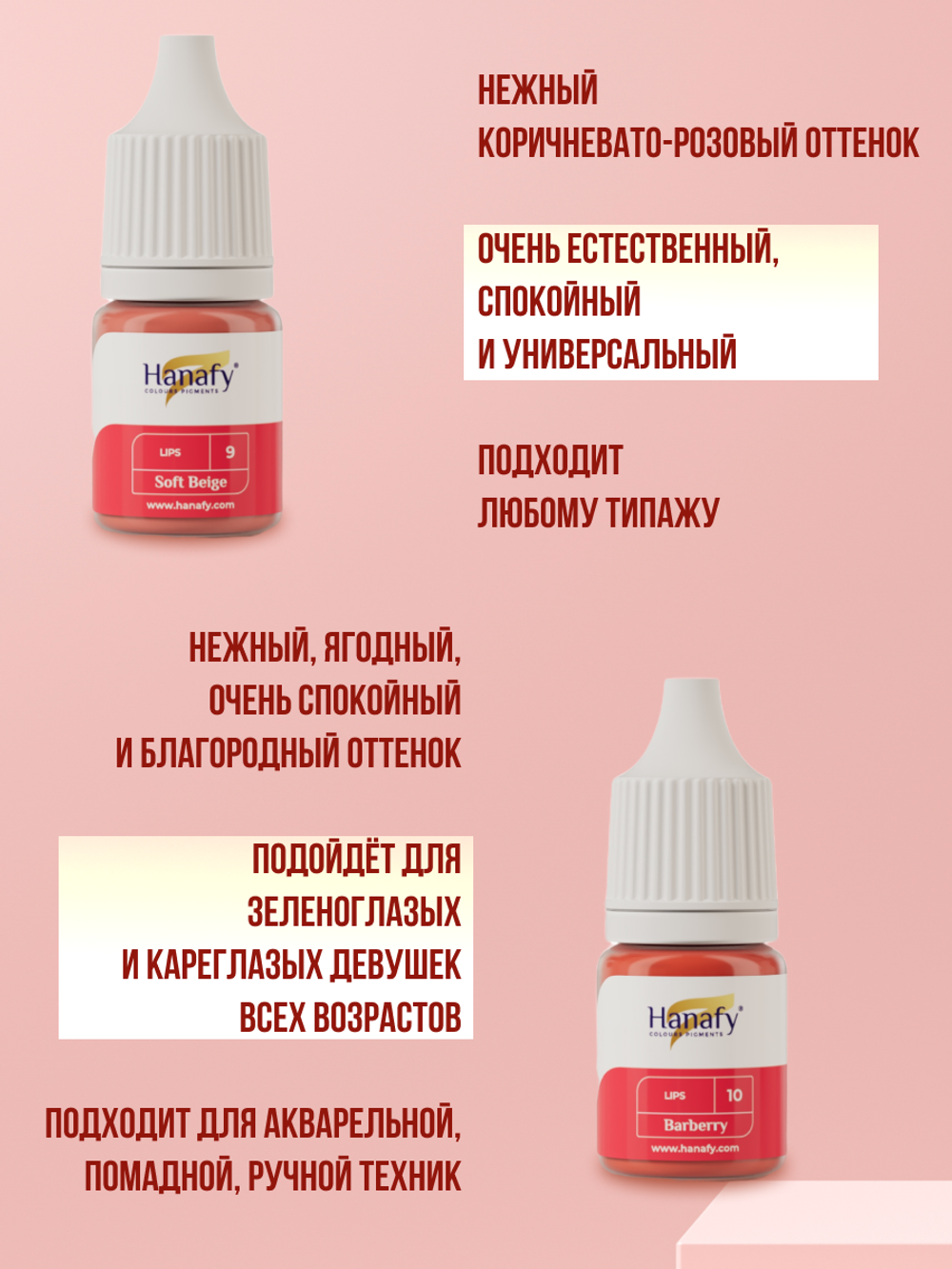 Сет пигментов для губ Hanafy 10 шт по 5 мл.