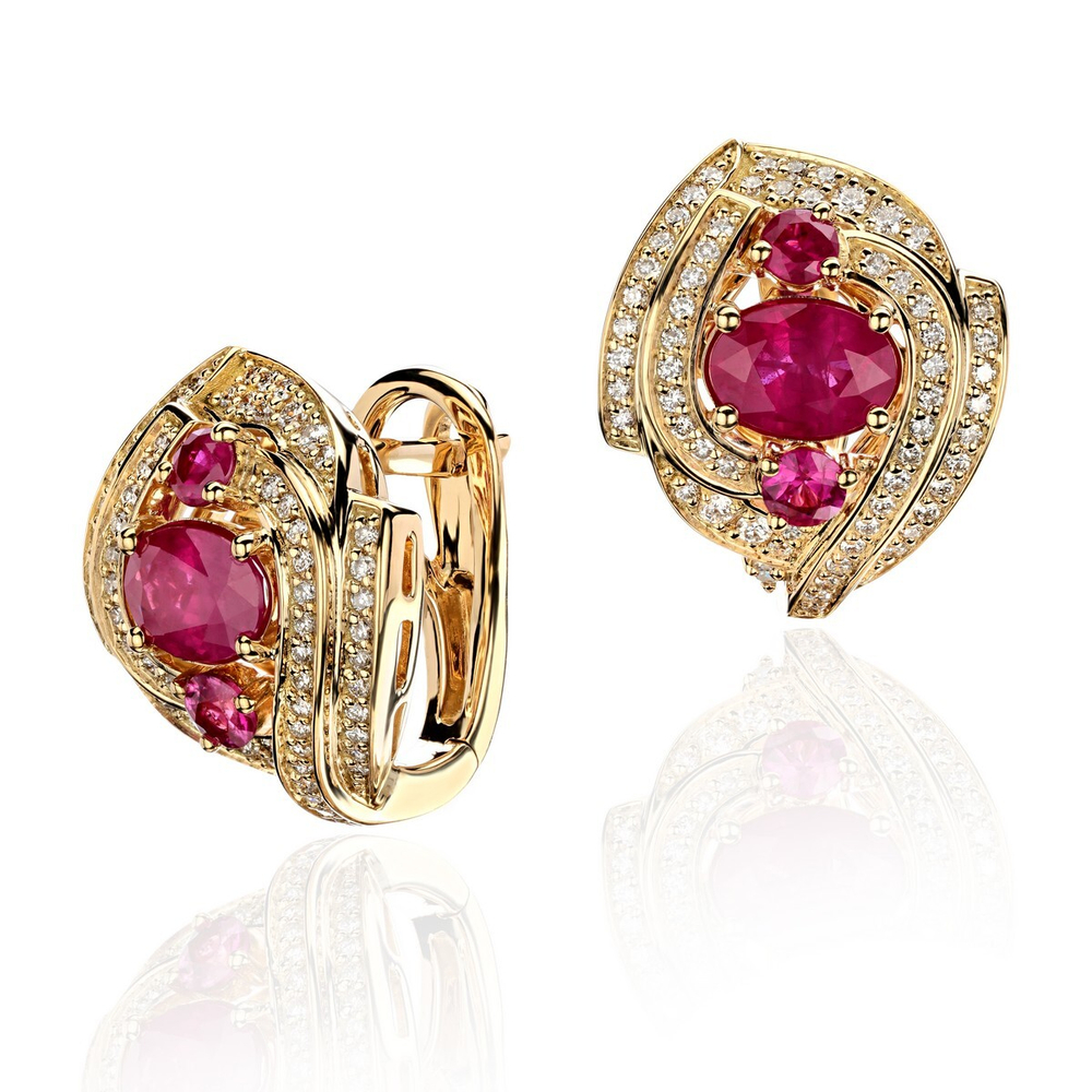 Серьги с бриллиантом  из желтого золота JA-S-413994-1