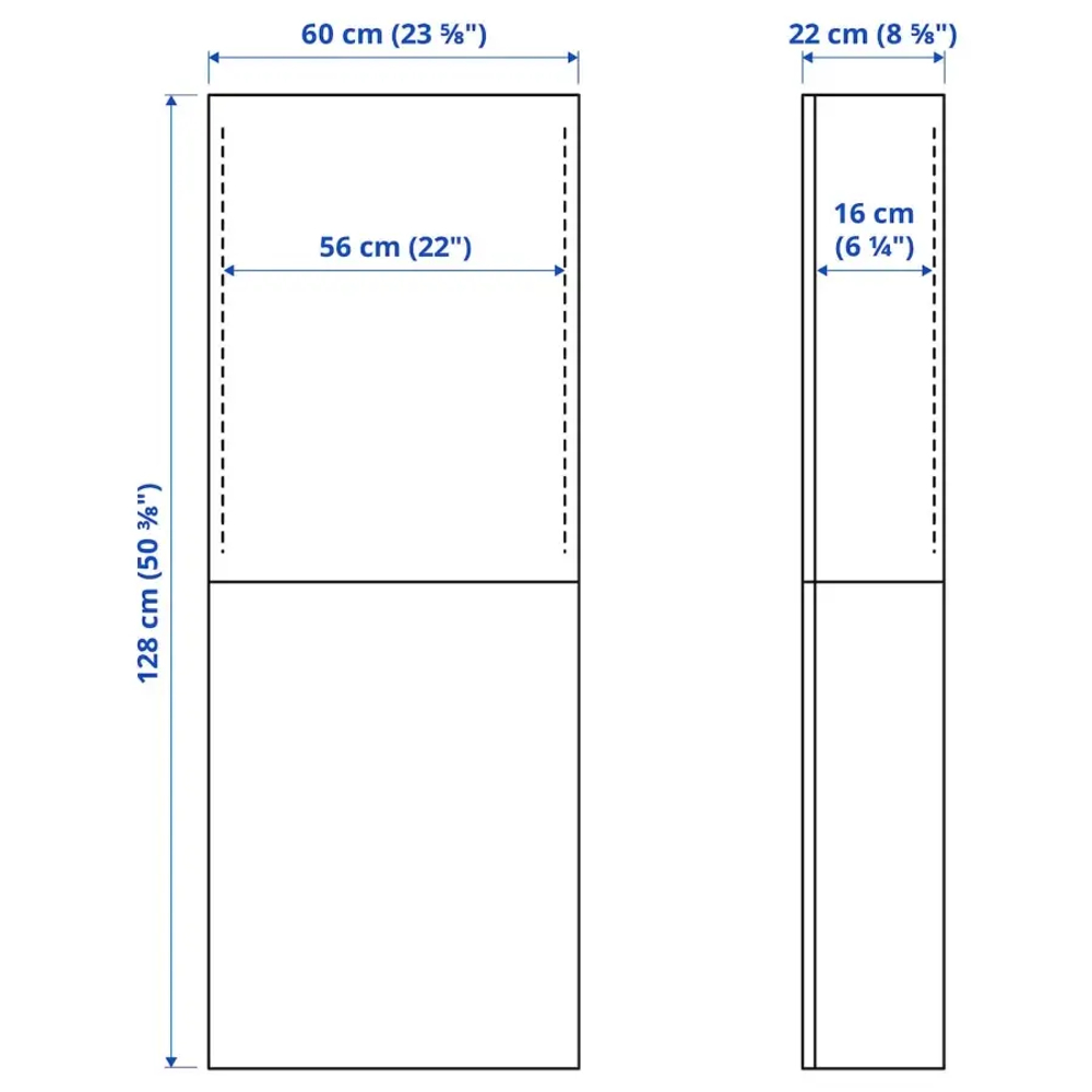 Навесной шкаф - IKEA BESTÅ/BESTA, 60x22x128 см, черный, БЕСТО ИКЕА