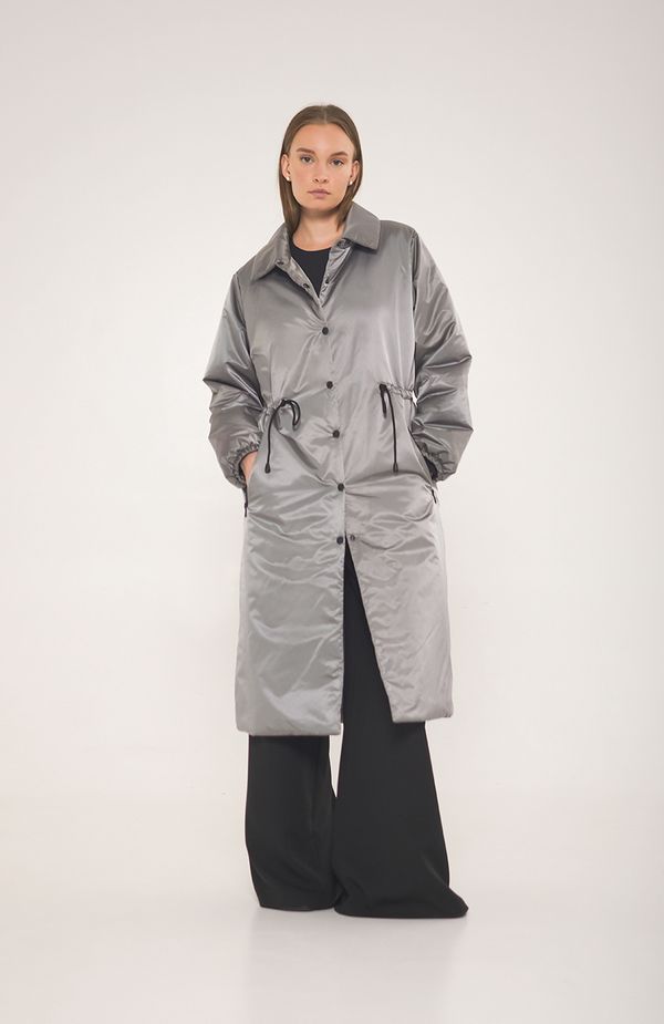 Парка-плащ AW012 серый - фото 7