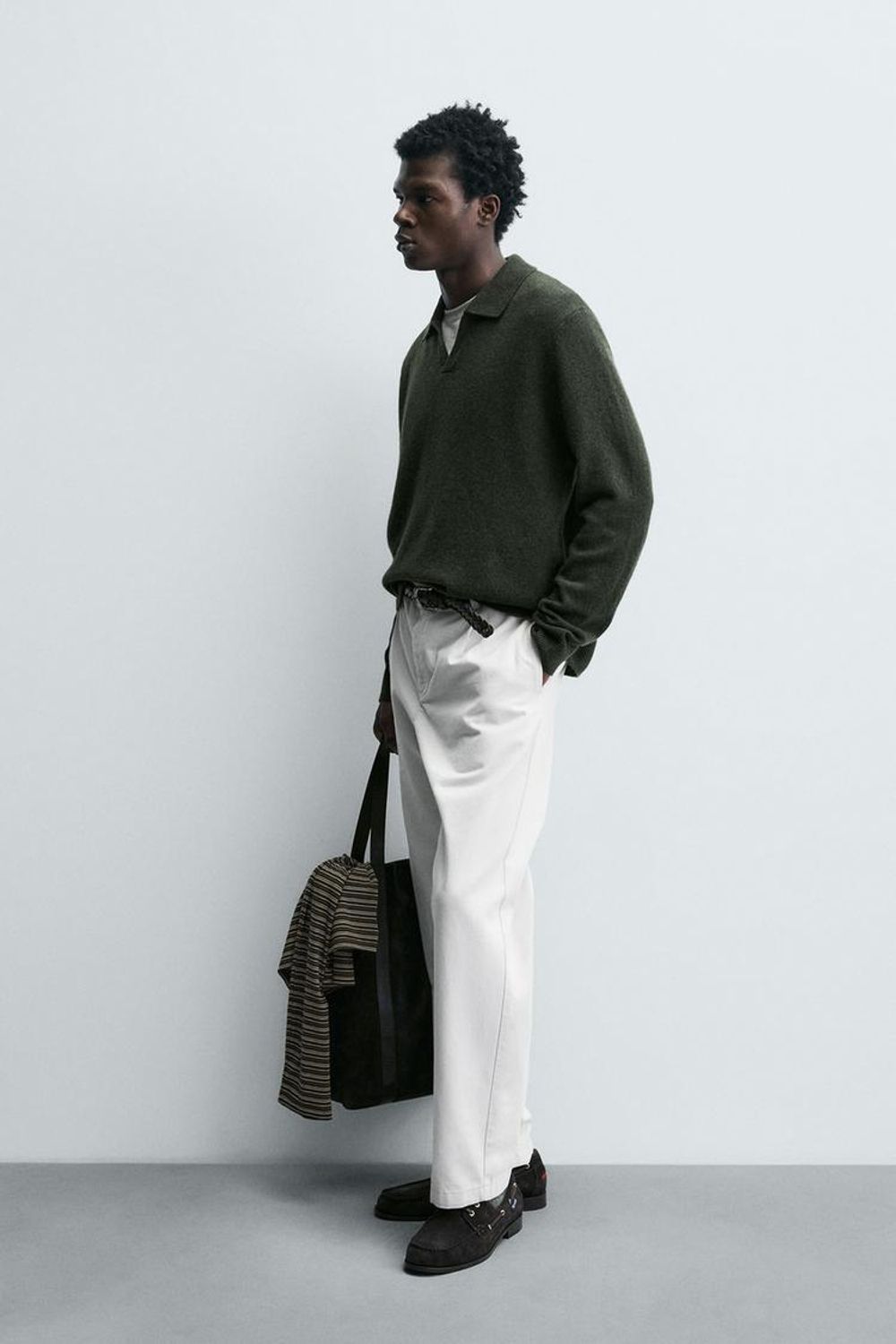 ZARA ШЕРСТЯНОЕ ПОЛО, ЗЕЛЕНЫЙ