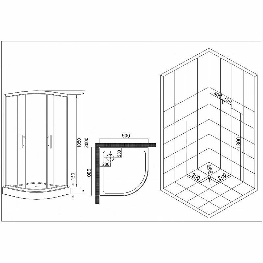 Душевой уголок Esbano ESR-8015 ESUGR8015 90х90 стекло рифленое, матовое/профиль хром