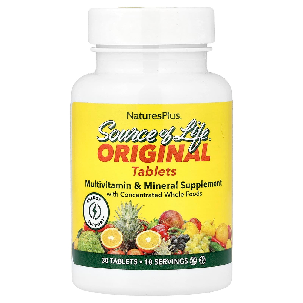 NaturesPlus, Source of Life®, оригинальные таблетки, добавка с мультивитаминами и минералами, 30 таблеток