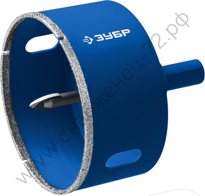 ЗУБР АГК d 80 мм (центр. сверло, трехгр. хвост, Р60), Алмазная коронка, Профессионал (29850-80)