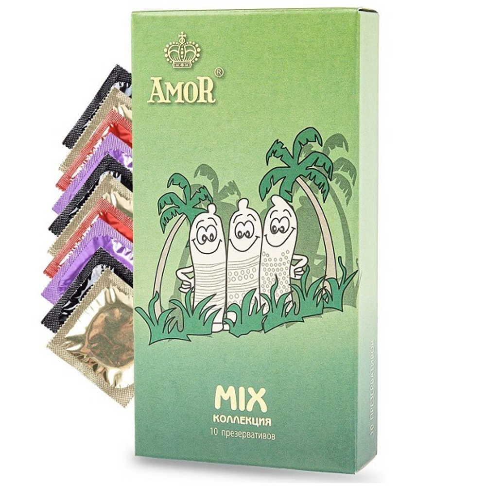 Микс-набор презервативов Яркая линия AMOR Mix 10шт