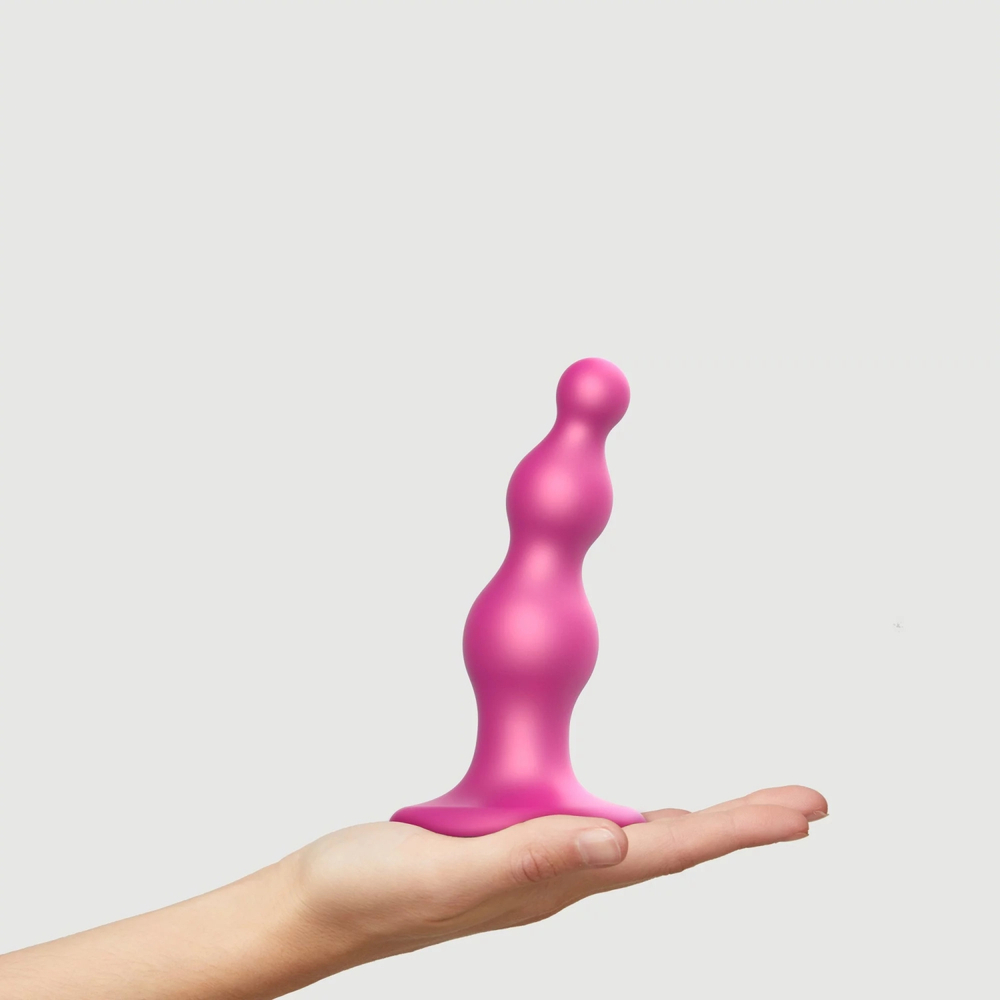 Фаллоимитатор Strap-On-Me Dildo Plug Beads Framboise металлик S, 14 см