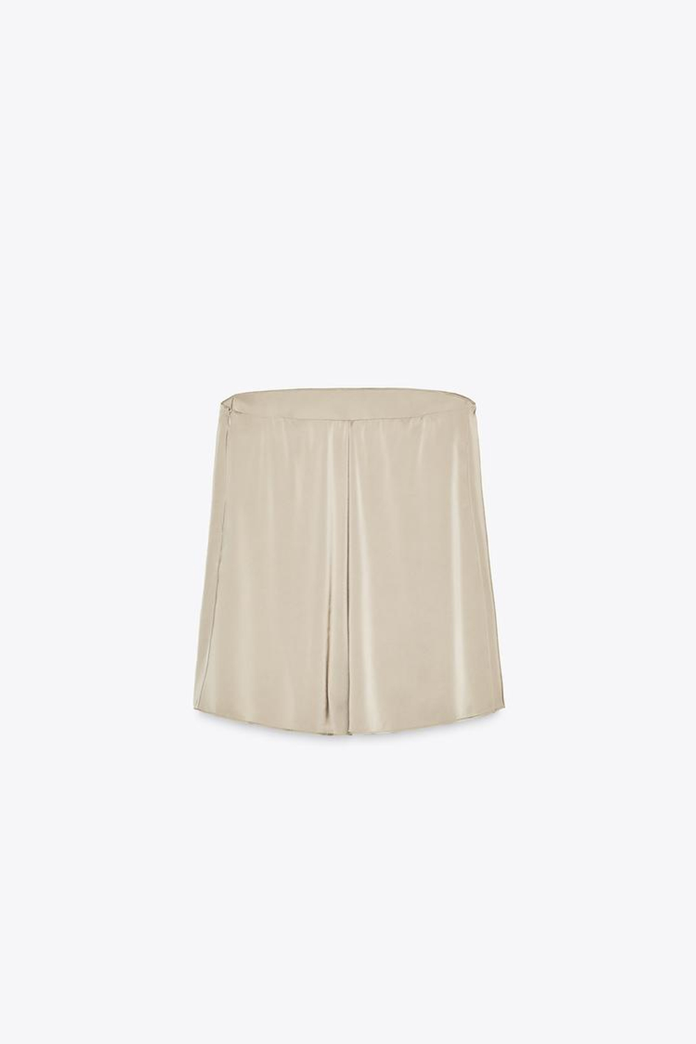 ZARA АТЛАСНЫЙ ТОП БЕЗ БРЕТЕЛЕЙ, БЕЖЕВЫЙ/ЗЕЛЕНЫЙ