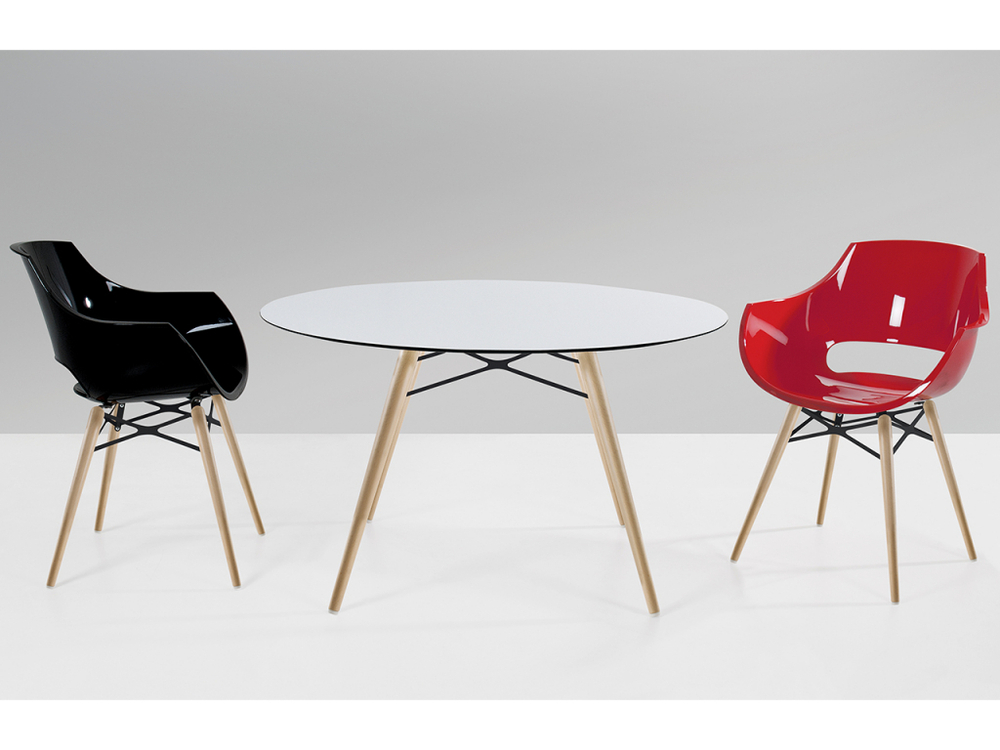 Кресло пластиковое Papatya Opal Wox Beech, натуральный, черный