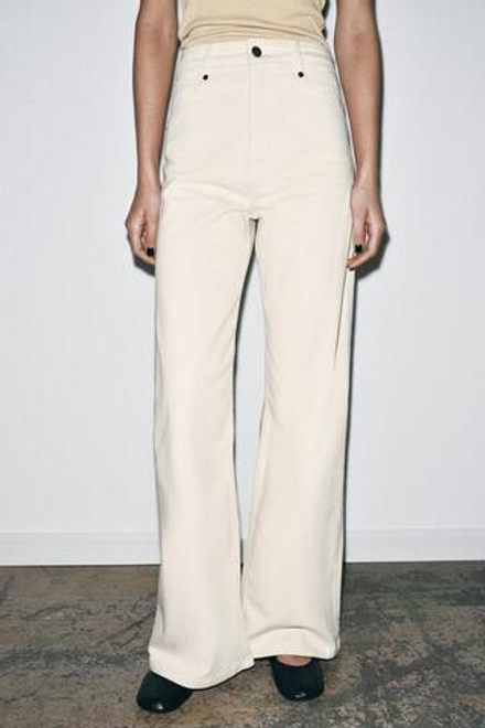 ZARA ДЖИНСЫ WIDE LEG С ВЫСОКОЙ ПОСАДКОЙ — ZW COLLECTION, ЭКРЮ