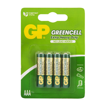 Элемент питания GP GreenCell Heavy Duty R03 BL4 24G-2CR4 (1/10/120)