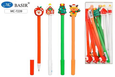 Шариковая ручка синяя детская "Новогодние" ассорти (Basir)