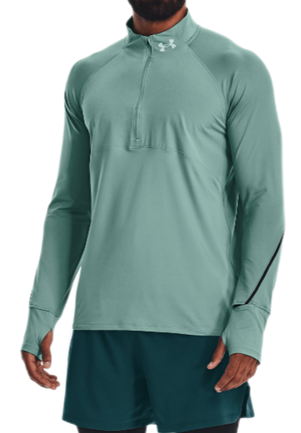 Мужская теннисная кофта Under Armour Men's UAQualifier Run 2.0 1/2 Zip - fresco green/black