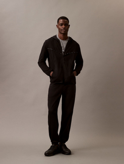 Худи на молнии Calvin Klein Fleece Logo Piping Classic Black Beauty