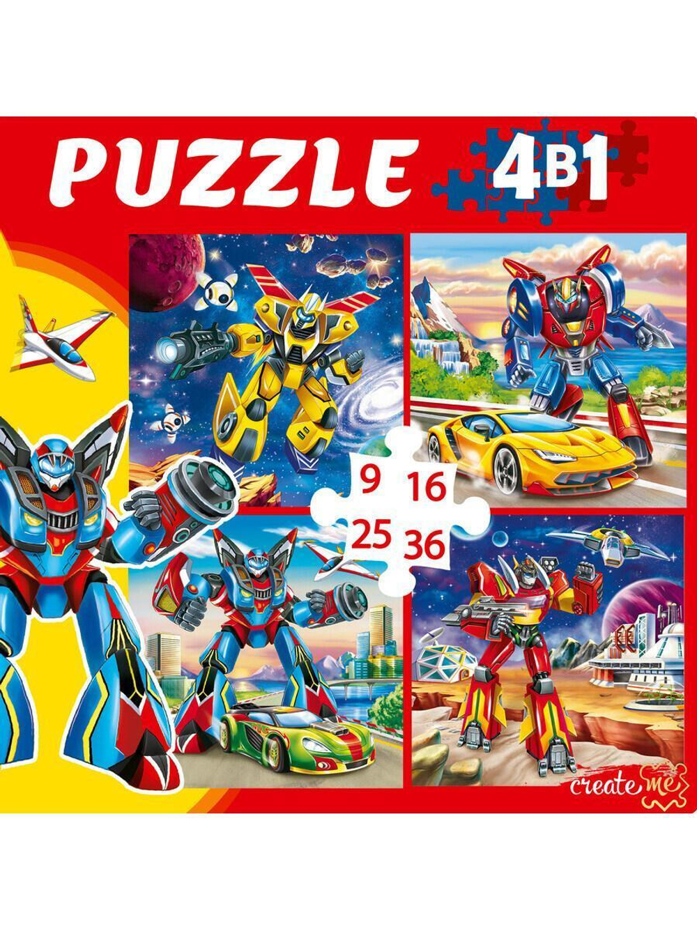 Пазл 4в1 (9,16,25,36эл.) "Мир трансформеров" (П-8389)