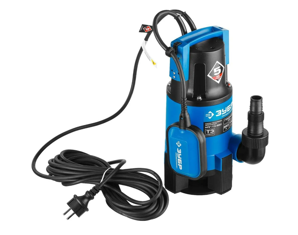 Дренажный насос ЗУБР Профессионал 550 Вт для грязной воды НПГ-Т3-550