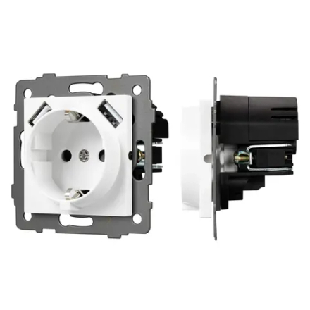 Механизм розетки с USB зарядкой SCT-MUAA-PL-WH-V (250V, 16A) (Arlight, -) 049818