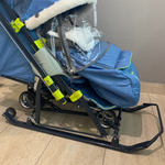 Коляска комбинированная (санки - коляска) «Ника Детям 7-7» джинс синий (арт. НД7-7/1)