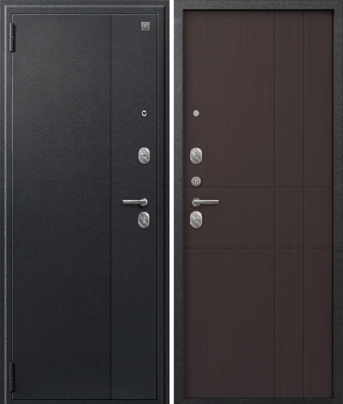 Входная дверь SEZAM A-02 Чёрный сатин - Лиственница тёмная