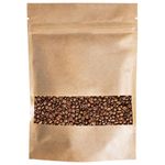 Пакеты дой-пак с замком ZIP LOCK, крафт с окном 50 мм, 140х200 + 40 мм, КОМПЛЕКТ 100 штук, 150 мкм, BRAUBERG, 700690