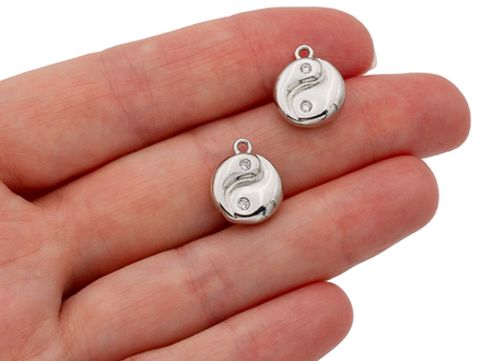 Подвеска круглая "Инь-Янь" 12мм, со стразами