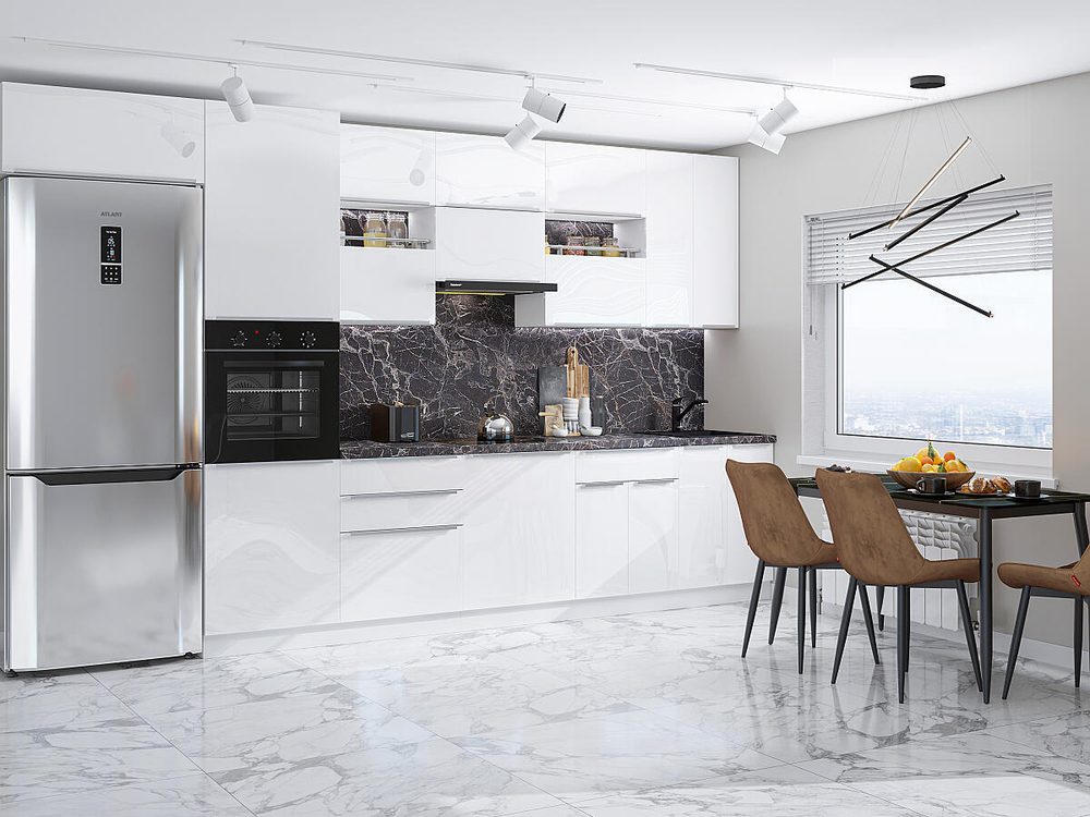 Прямая модульная кухня Фьюжн-01 Angel - Белый 2340*3800*600