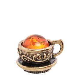 AM-3198 Фигурка «Чашечка маленькая» (латунь, янтарь)