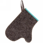 Рукавица для сауны темная эконом с бирюзовым кантом