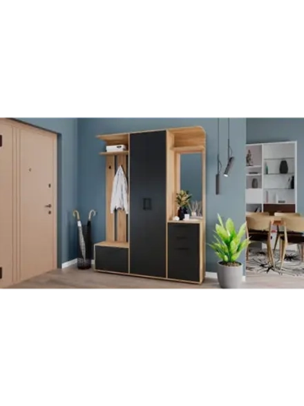 Прихожая с зеркалом Дуб крафт золотой 160х36х205