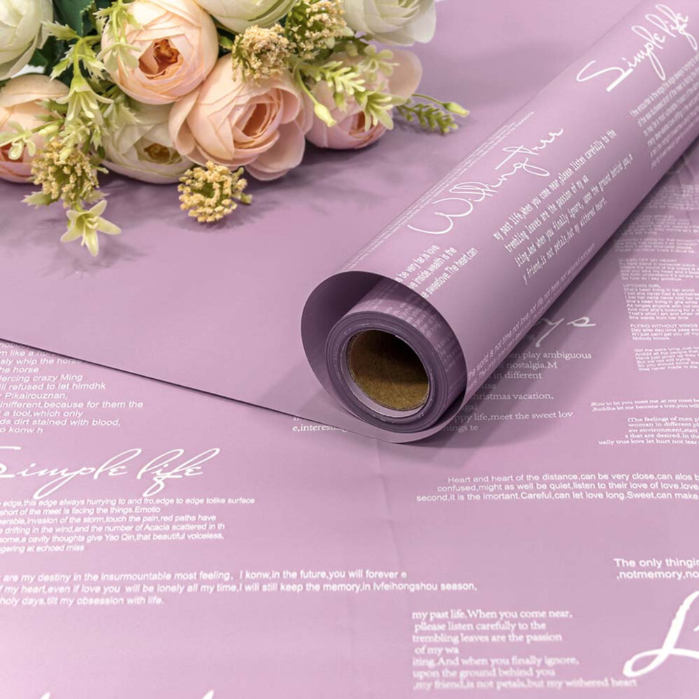 Пленка В рулоне 10 м х 58 см двухсторонняя с надписями (Фиолетовый)