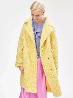 Шуба из шерсти мериноса чебурашка, желтая, SilverFox
