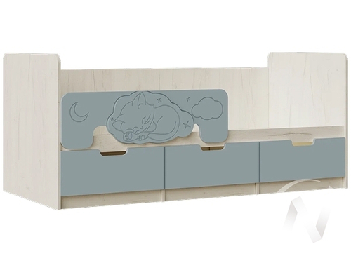 Кровать 1;8*0;8м Детская Юниор-4 (дуб крафт белый/шарли бриз)