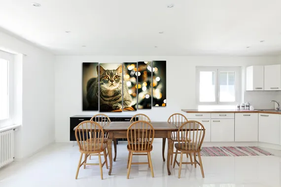 Модульная картина "Кот и Новый год"