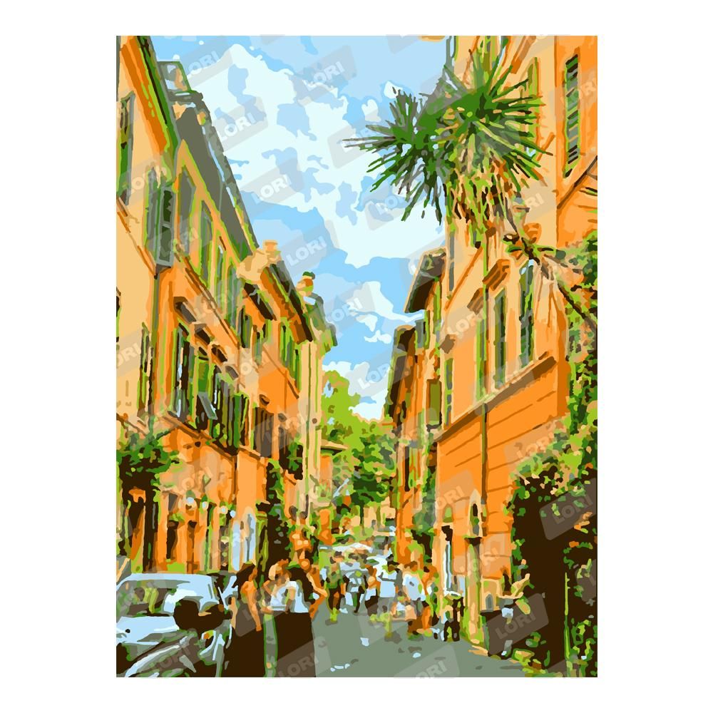 Картина по номерам 28,5*38см "Летняя улица" (Lori)