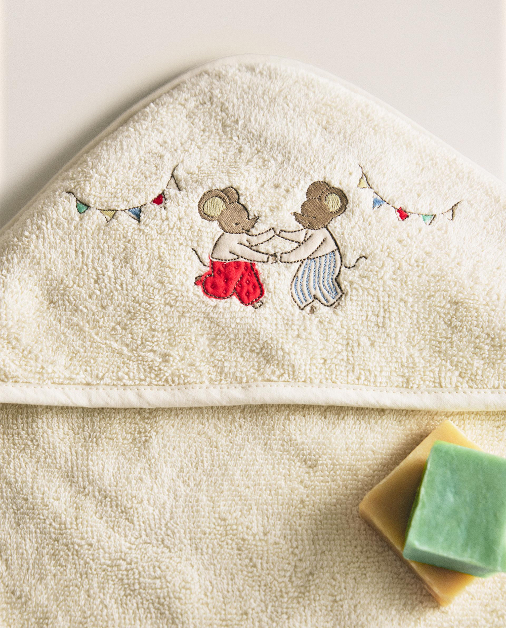Zara Home Детское полотенце с капюшоном из хлопка, бежевый, 80x80 см · 4698/423