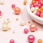 Шарики кранч персик,розов,сереб микс 100 гр.