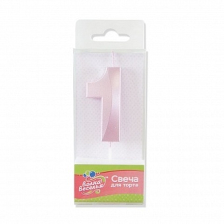 Свеча Цифра 1 Грани Розовый Перламутр 6 см.