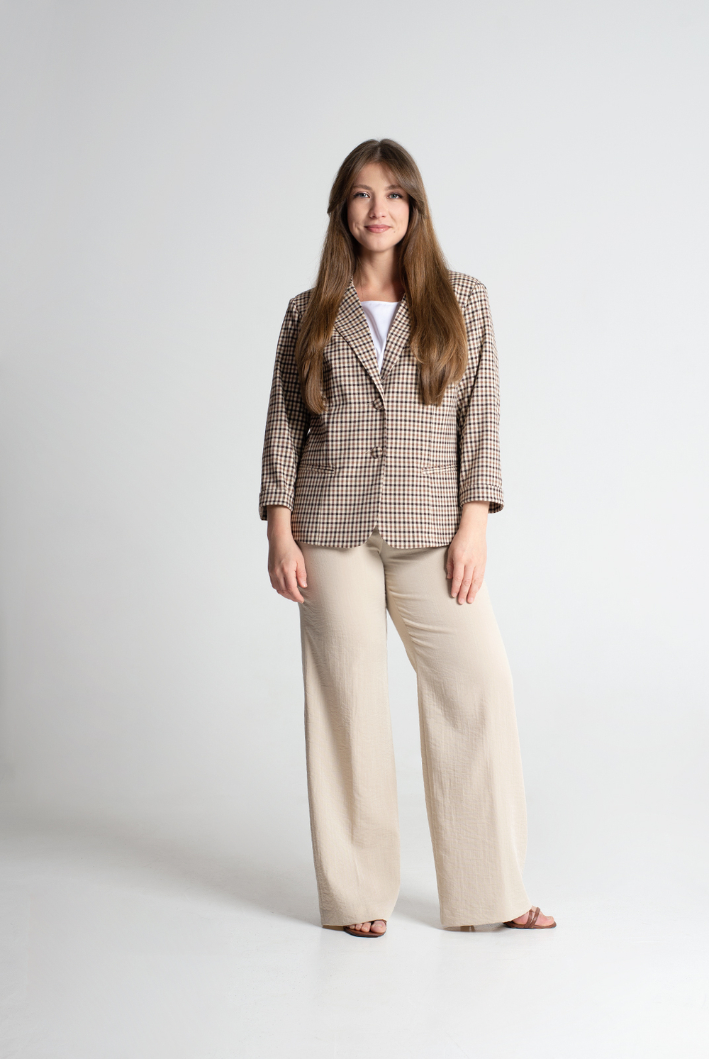 Жакет женский 3736зпб, бежевая клетка #412БКл043736зпб